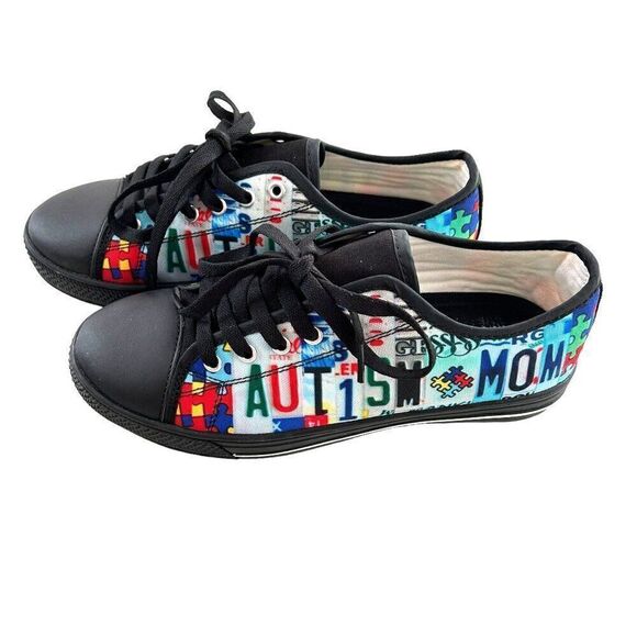 Autism Mom Custom Shoes Women's Size 8 License Plate Graphic Multi-Color #CR - Picture 3 of 6